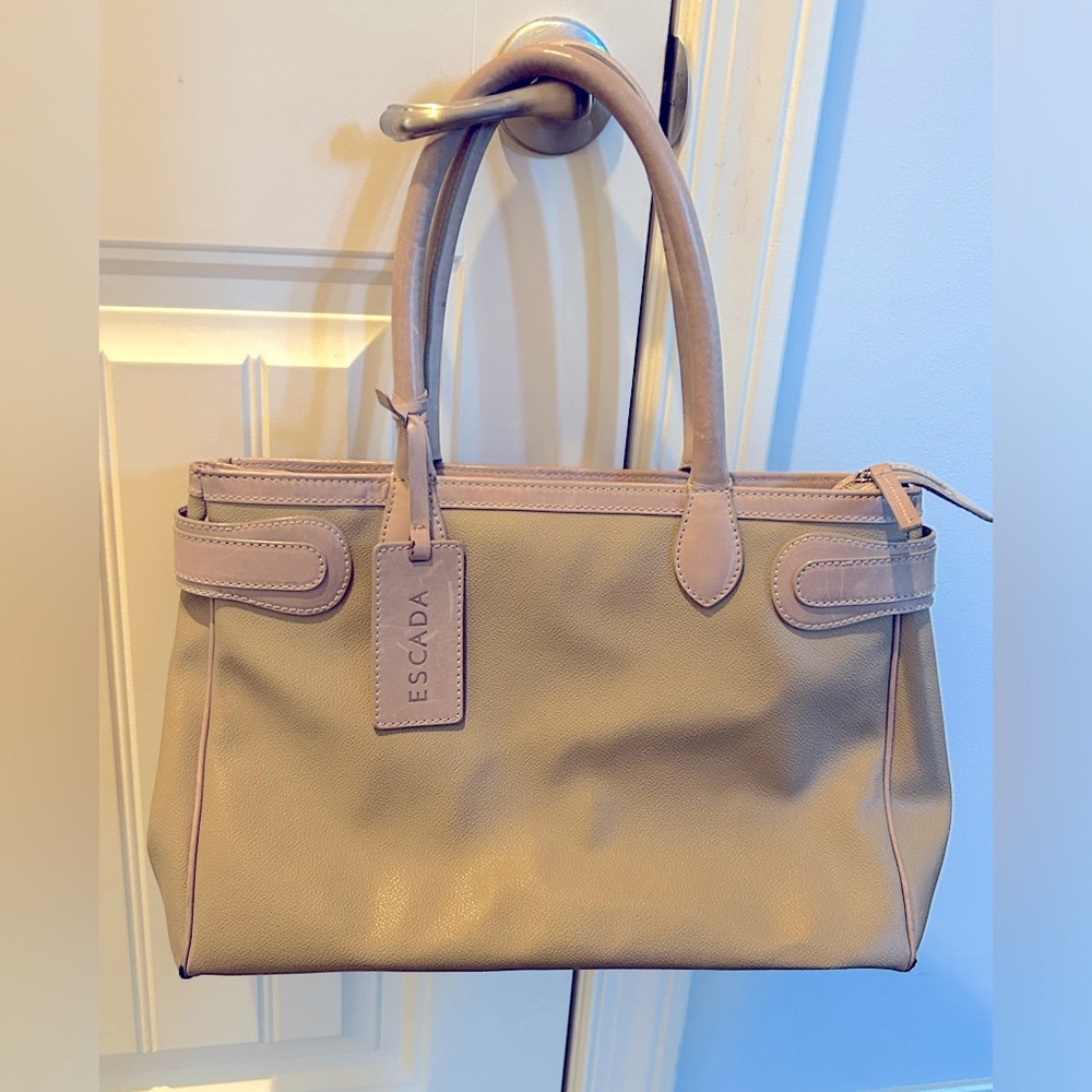 Escada leather shoulder tote bag